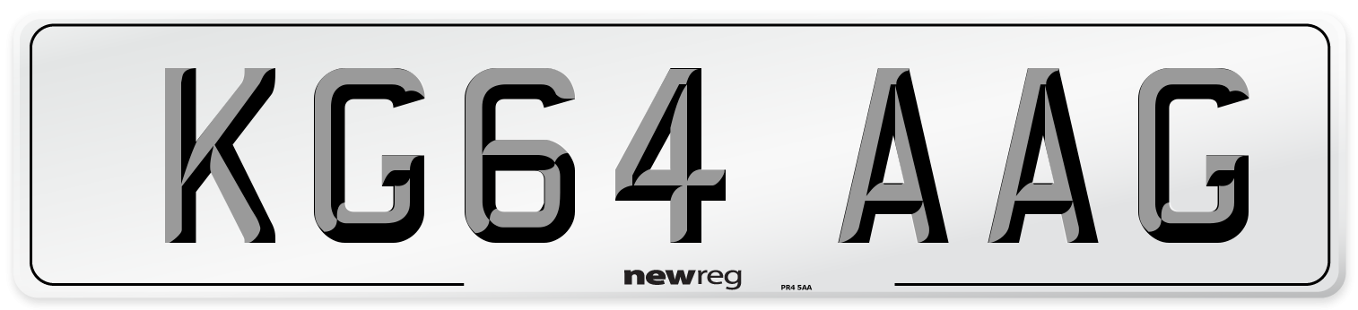 KG64 AAG Number Plate from New Reg